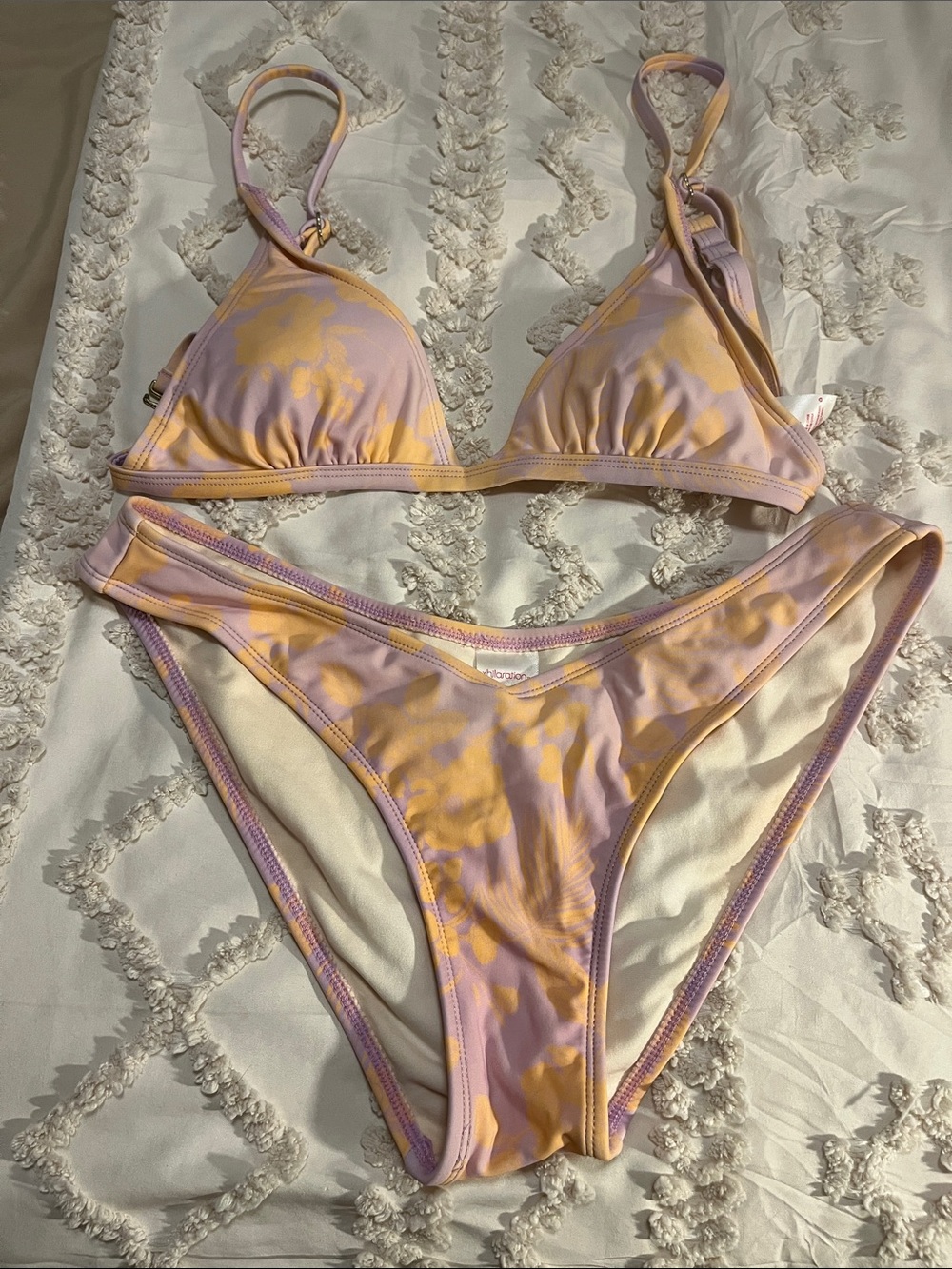 Xhilaration Lavender & Yellow Tie-Dye Triangle Bikini Set